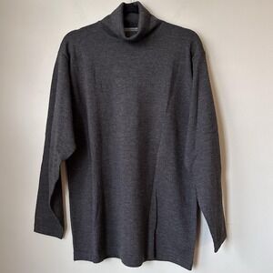 Structure Sweater Mens Medium Gray Merino Wool Turtleneck Pullover Made Italy